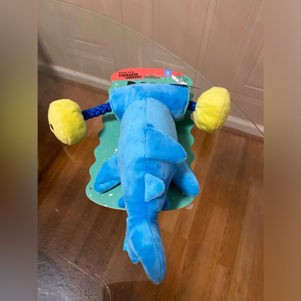 Bark - Under the Seams - Hammering Hank Shark - Squeaky/Crinkle Dog Toy  9”